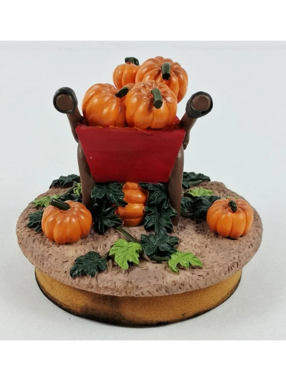Harvest Wheelbarrow Jar Candle Topper With Pumpkins & Leaves Fall Decor